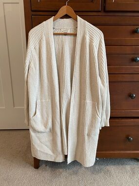 Universal Thread Cream Ribbed Open-Front Cardigan